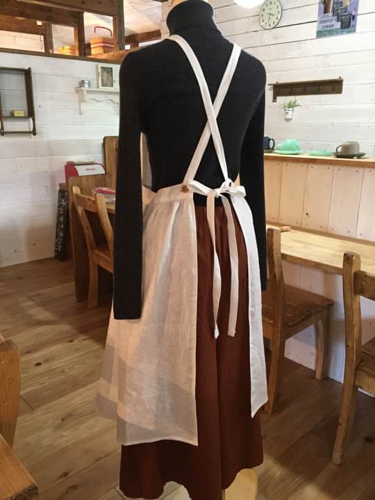 リネン エプロン ハンドメイド