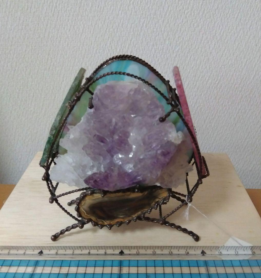 ♥天然石オブジェランプ（フラワーアメジスト）✨