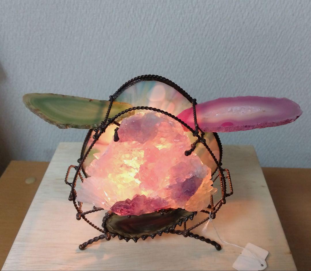 ♥天然石オブジェランプ（フラワーアメジスト）✨