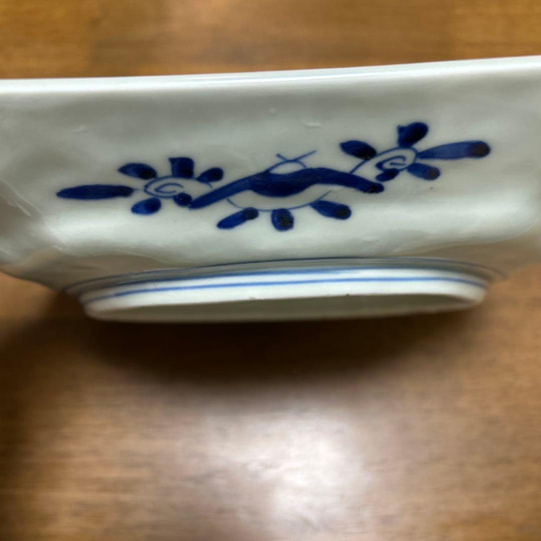 古伊万里 染付 鳳凰牡丹文 八角大皿 28cm 飾り皿 骨董