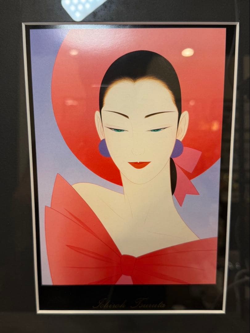 本日限定値下げ‼️希少★鶴田一郎　美人画2点　絵画　日本女性　複製画　1954年
