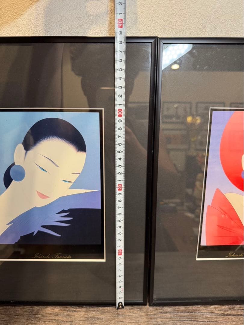本日限定値下げ‼️希少★鶴田一郎　美人画2点　絵画　日本女性　複製画　1954年