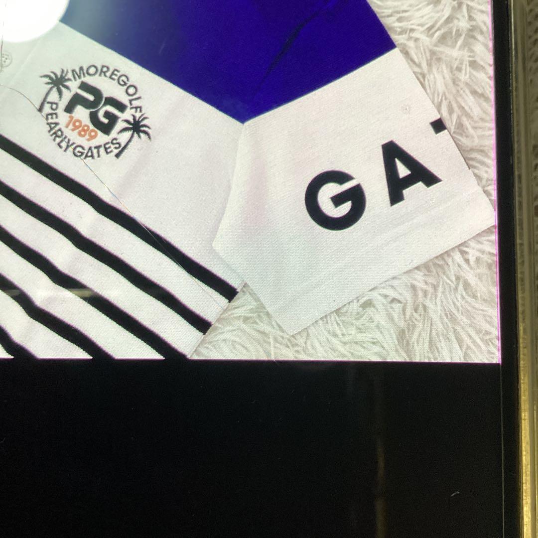 PEARLY GATES 半袖ポロシャツ　鹿の子ボーダー吸水速乾 6(XL)