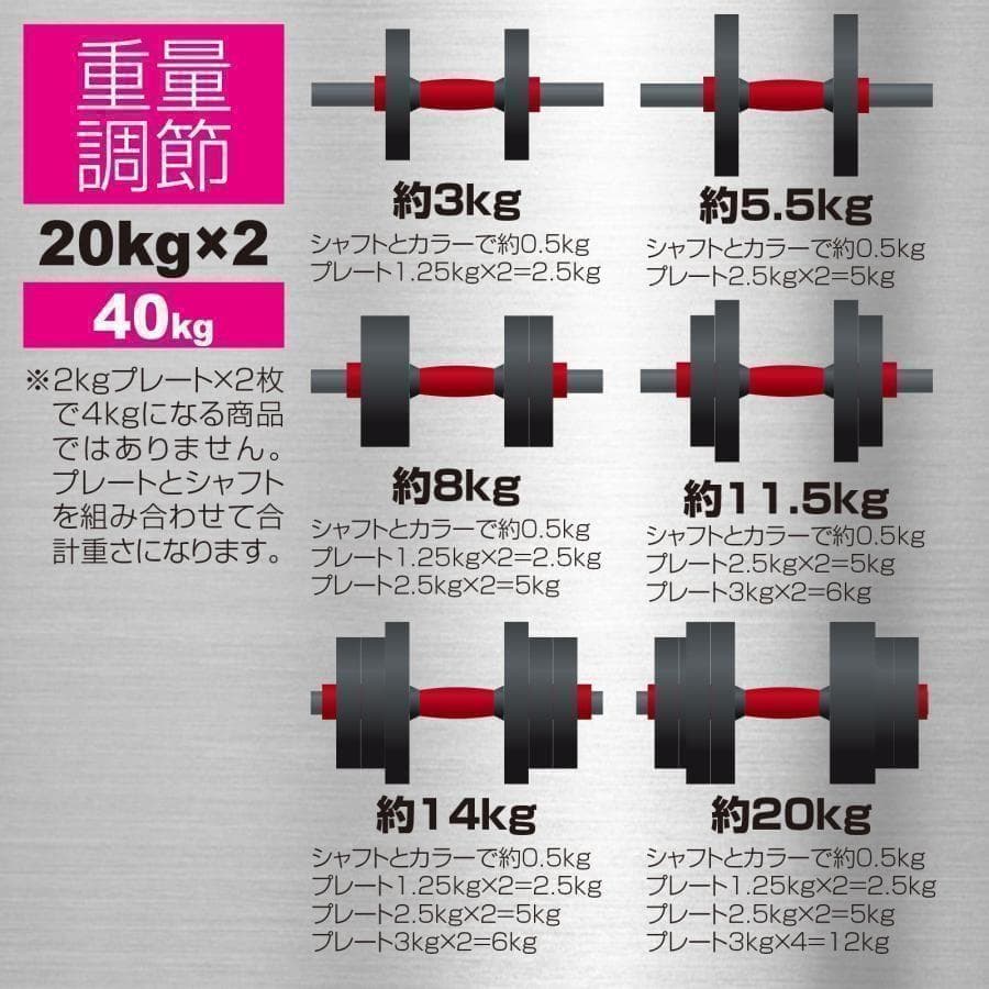 可変式ダンベル 40kg 多機能 3バージョン ケトルベル バーベル1380
