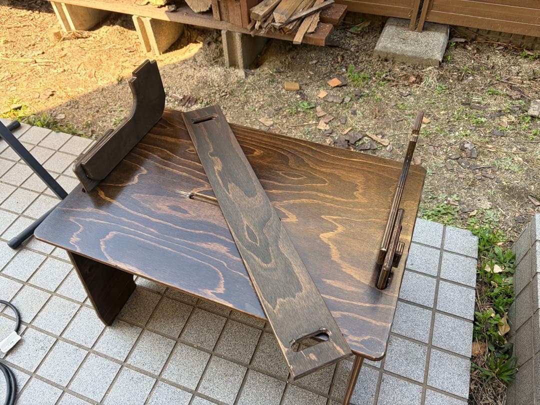 DIY折りたたみ式アウトドアテーブル クーラーボックス棚