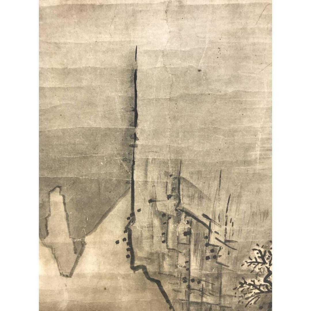 模写/雪舟/雪景山水人物図/冬山水図/名家伝来/☆AK-497
