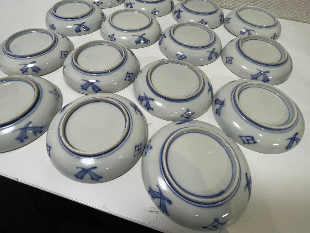 【現状品】古伊万里 金彩 色絵 染付 陶器 花柄 小皿 割烹 懐石 15枚 ①