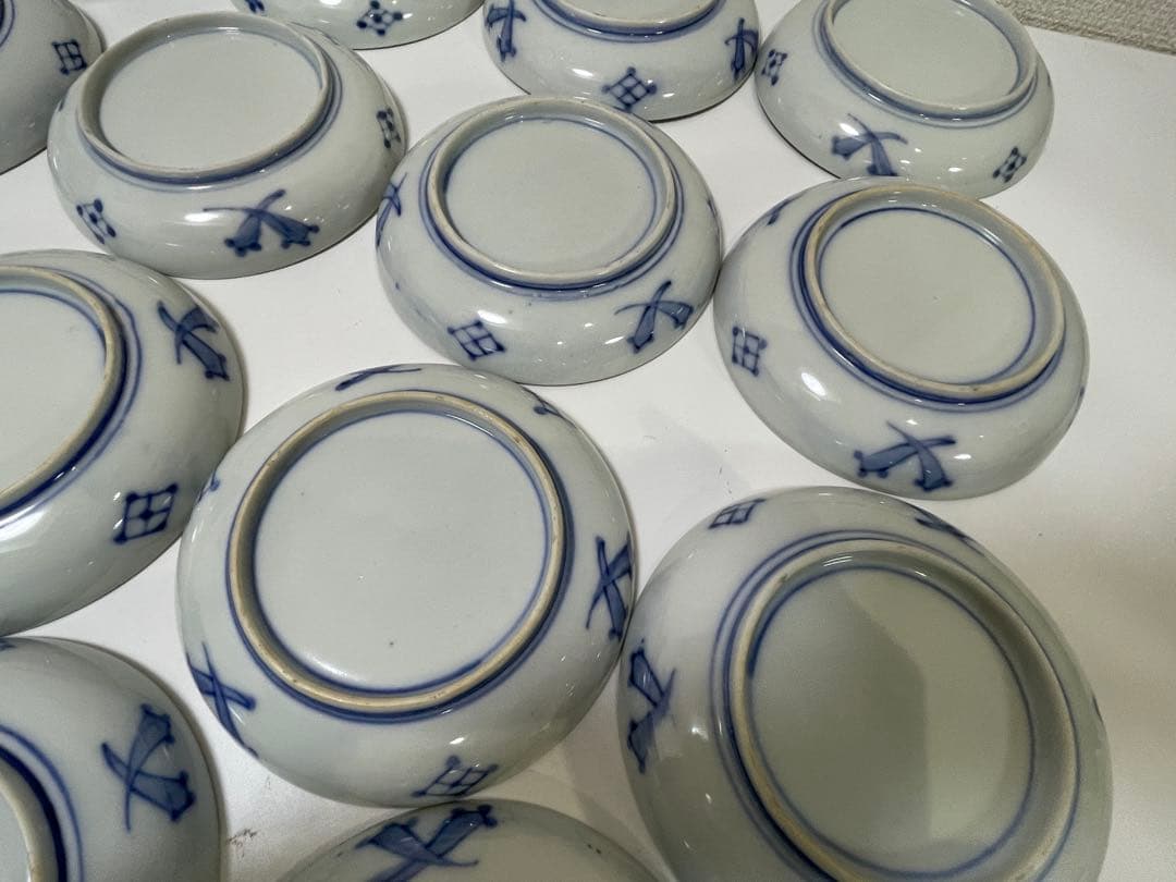 【現状品】古伊万里 金彩 色絵 染付 陶器 花柄 小皿 割烹 懐石 15枚 ①