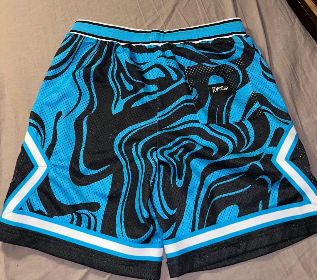RIPNDIP バスケットボールパンツ 青黒模様 猫イラスト