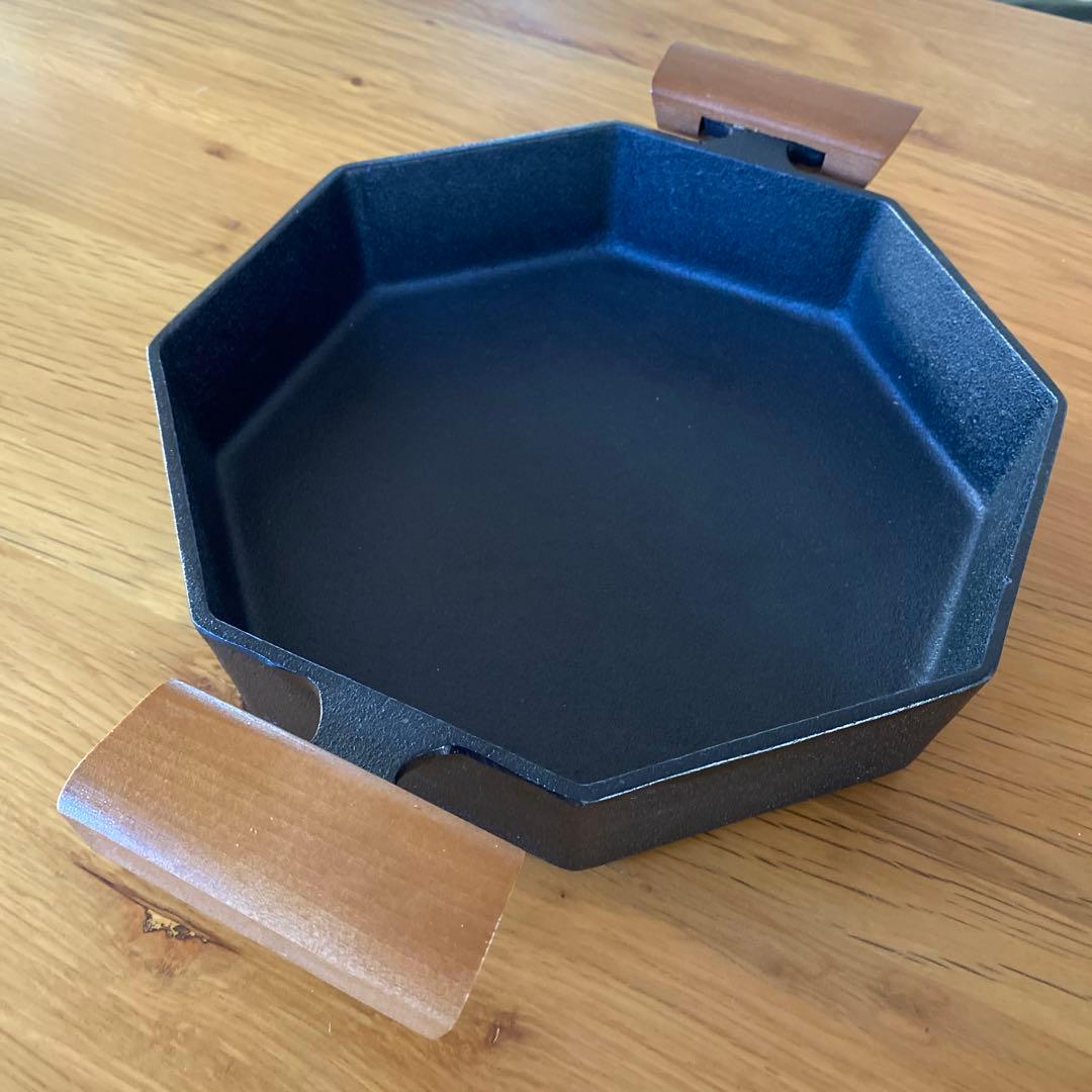【未使用】南部三厳堂 南部鉄器 すき焼き鍋　モダン　木製ハンドル　希少