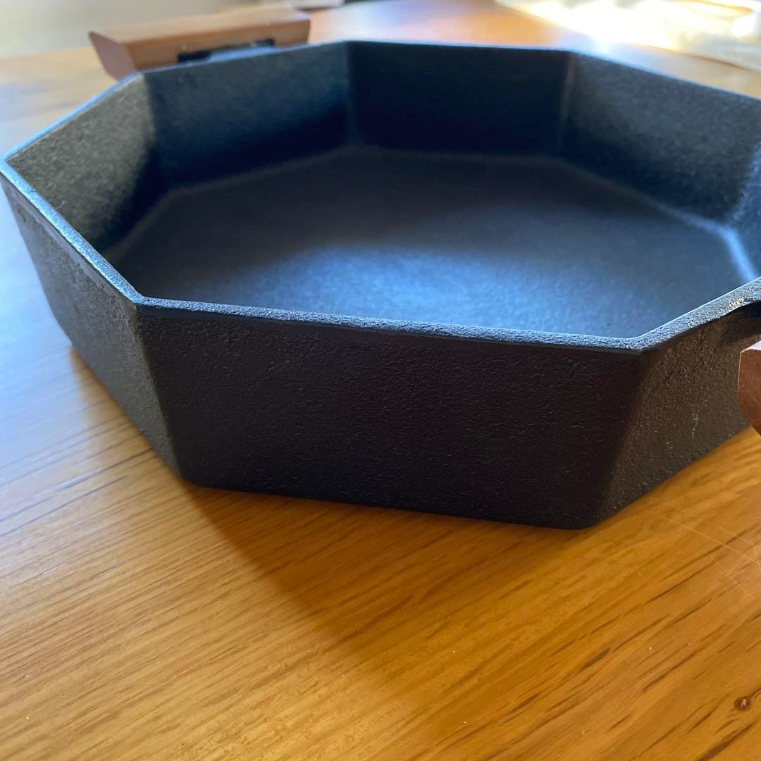 【未使用】南部三厳堂 南部鉄器 すき焼き鍋　モダン　木製ハンドル　希少