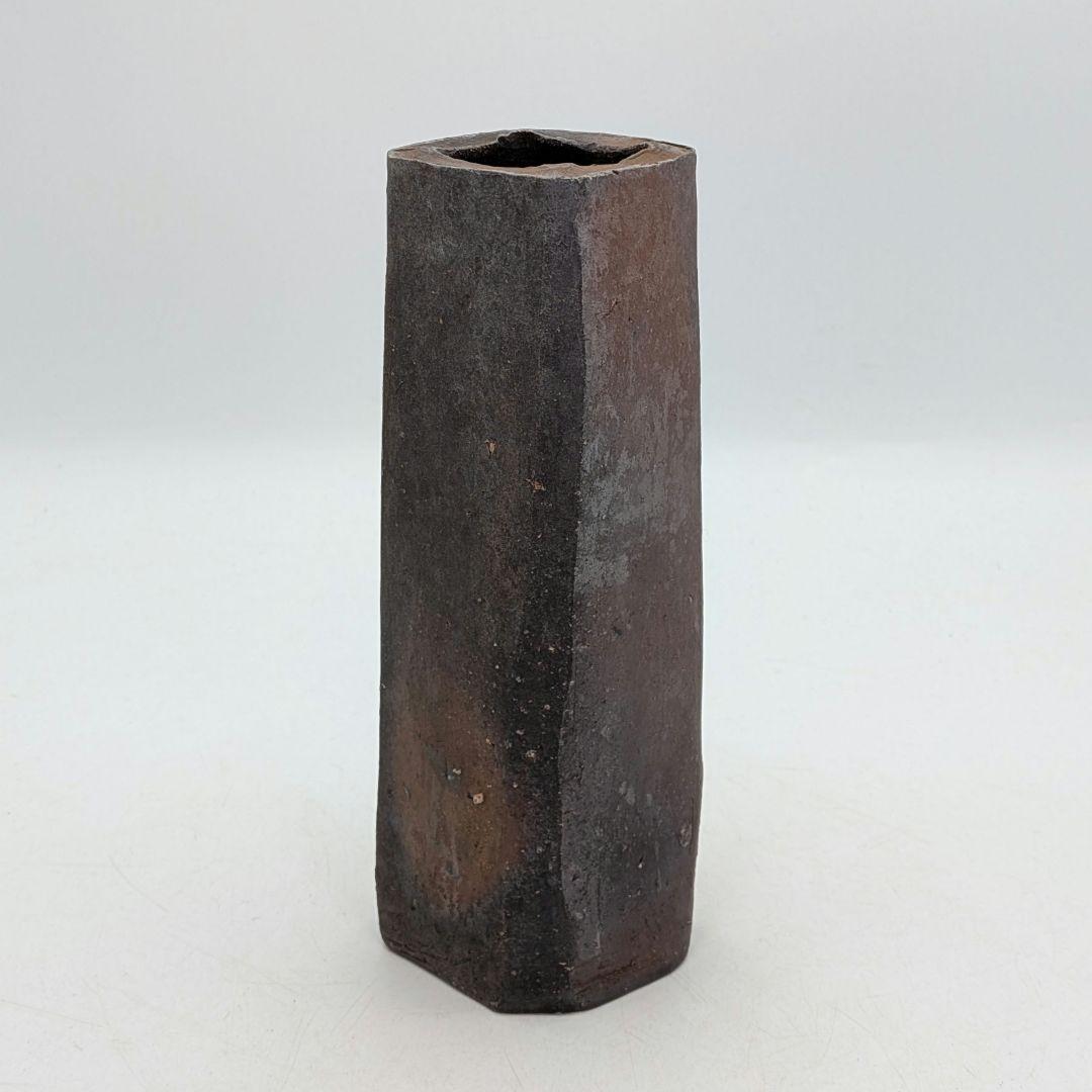 人間国宝 藤原啓 備前焼 四方面取花生 合箱合布 花瓶 花器 花入 華道具 置物