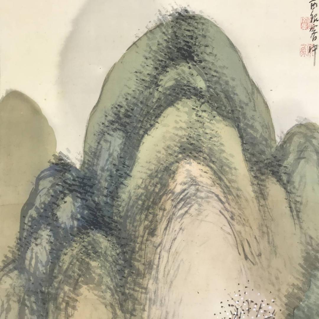 真作/泥谷文景/梅屋山渓図/梅花図/春景図/幽居図/掛軸/名家伝来/AE-11