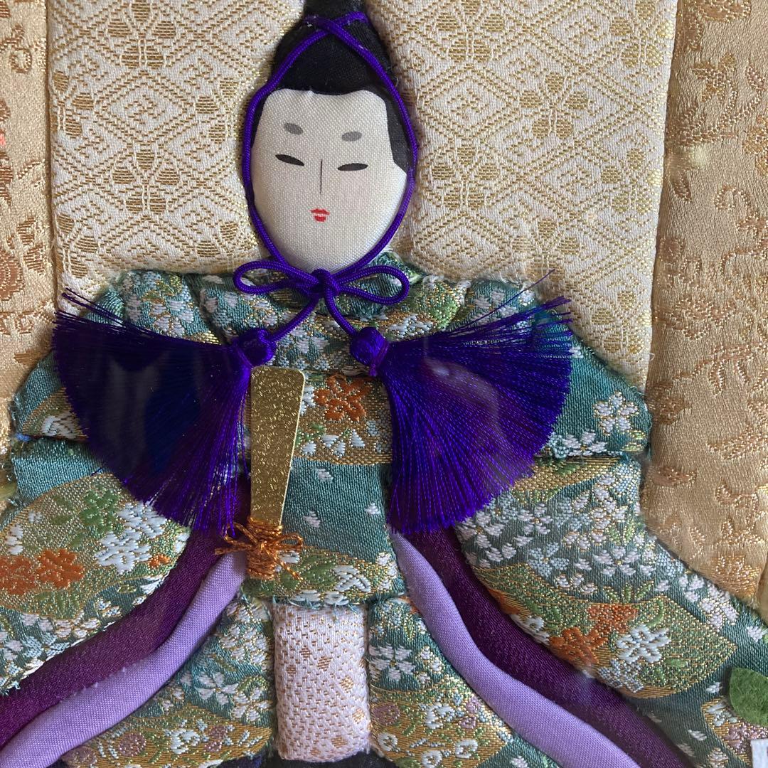 ひな祭り　伝統的 雛人形 ハンドメイド　額入りフレーム付き