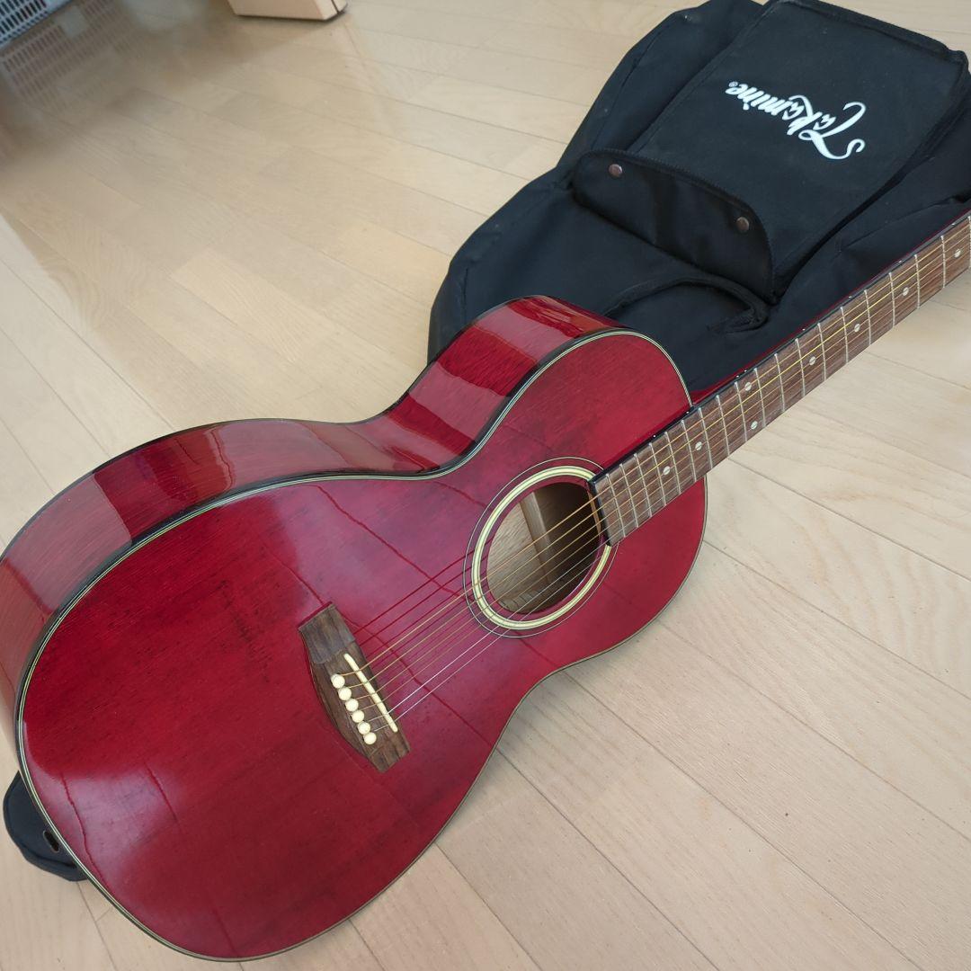 タカミネ　アコースティックギター レッド　保管品　ソフトカバー他附属品付き