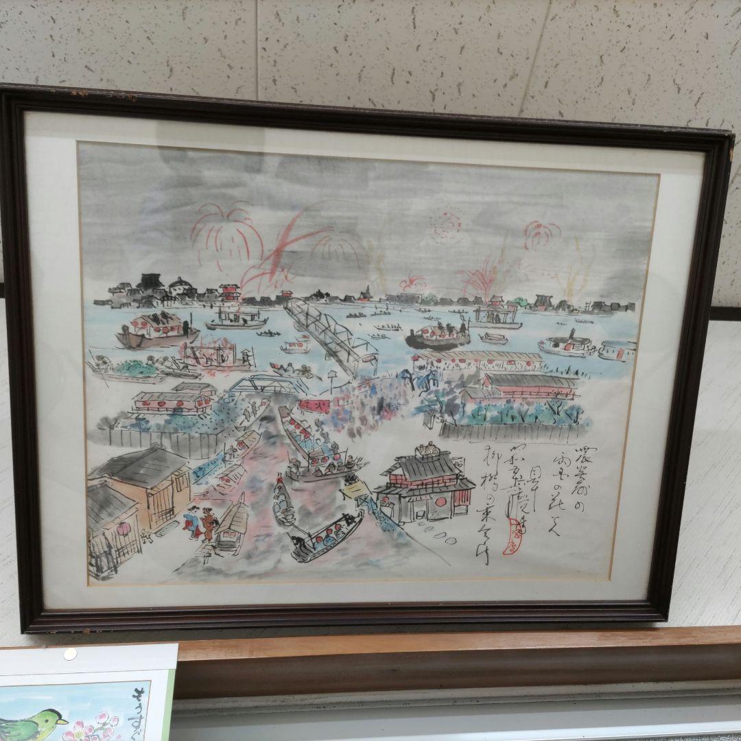 両国の花火大会の絵　柳橋