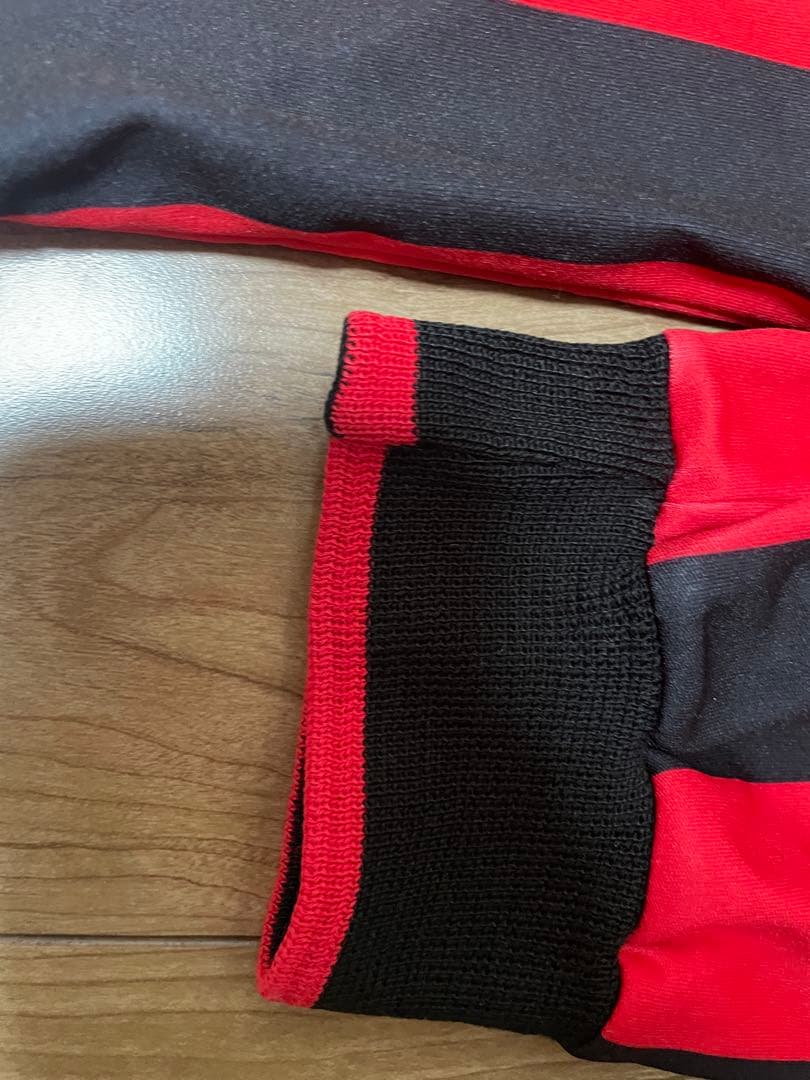 ACミラン　adidas MEDIOLANUM シャツ 赤黒 ストライプ
