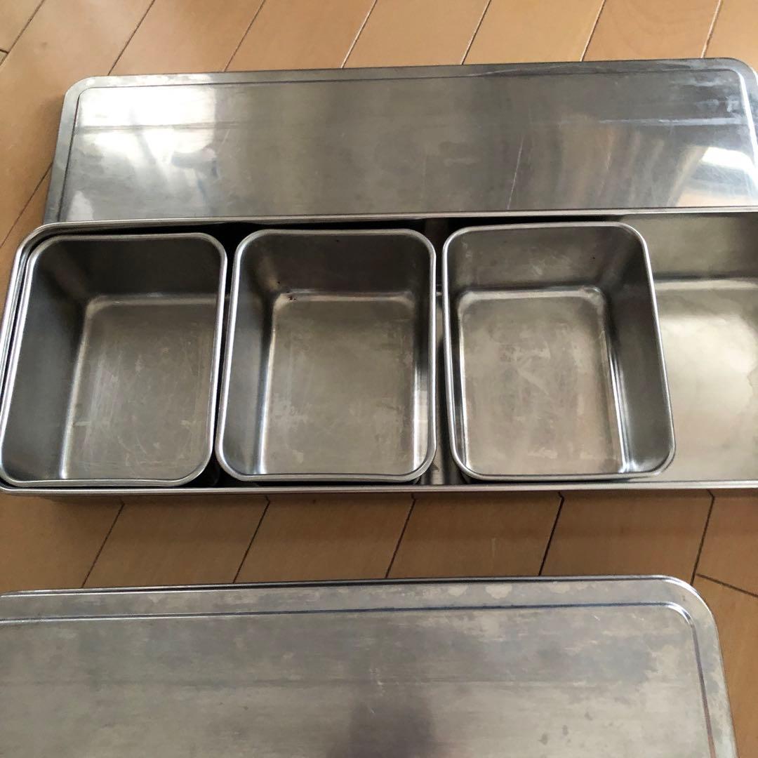キッチン用保存容器/薬味ポット　4個、3個を収納可能な蓋付/ステンレス　２セット