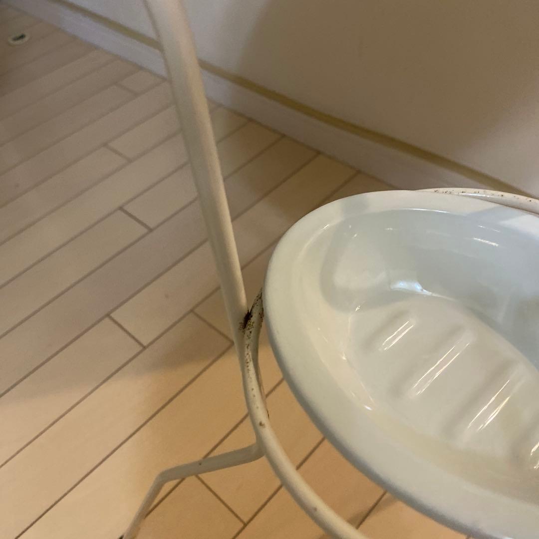 昭和レトロ　洗面器スタンド　ホーロー洗面器付き
