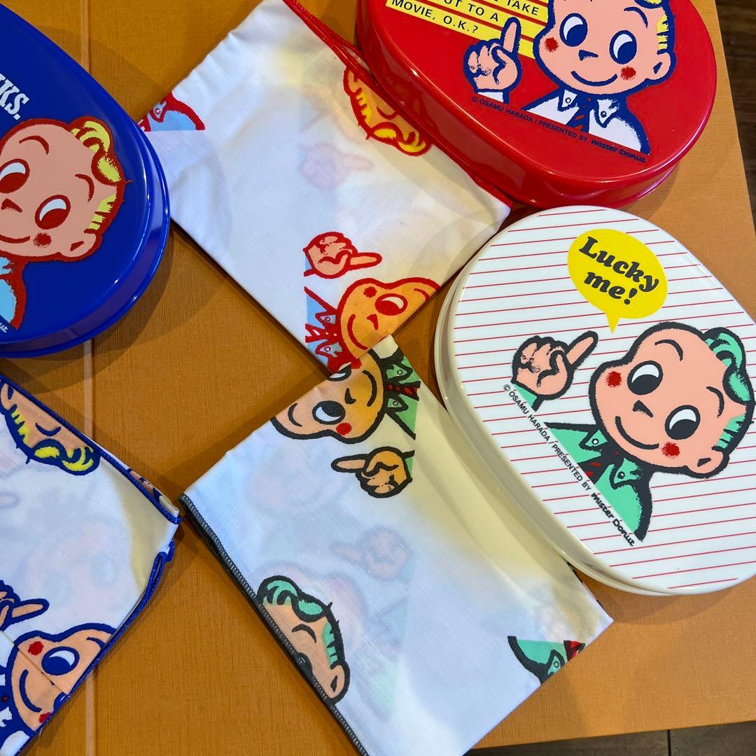 オサムグッズ　原田治　キャラクター弁当箱セット（青・赤・白）