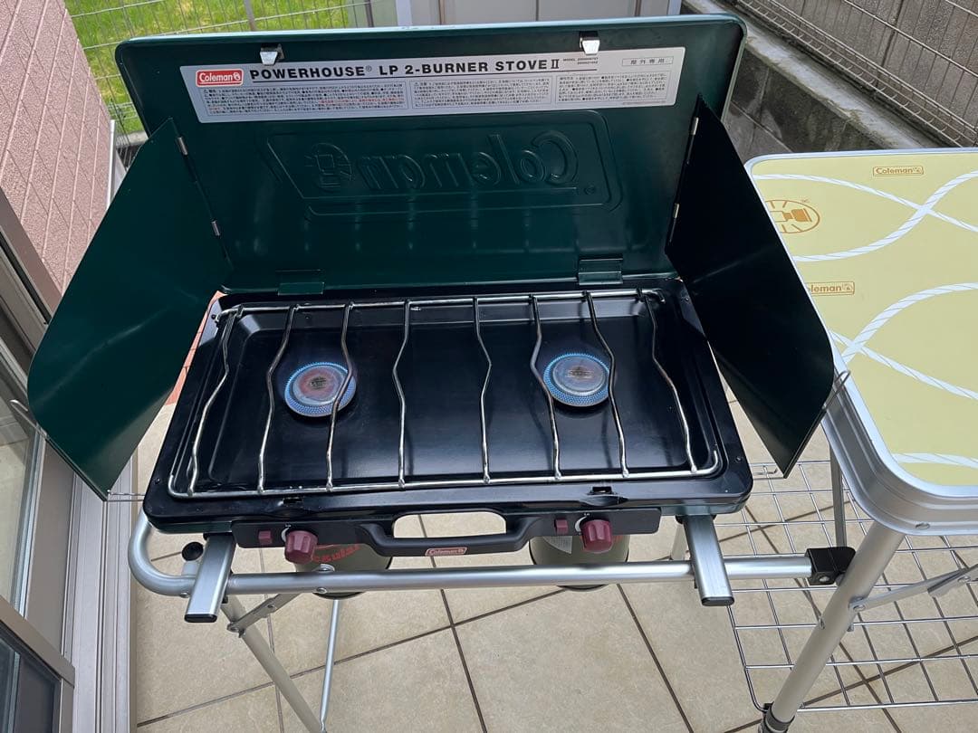 送料込み❗️Coleman LP 2-Burner Stove 調理台木製棚セット
