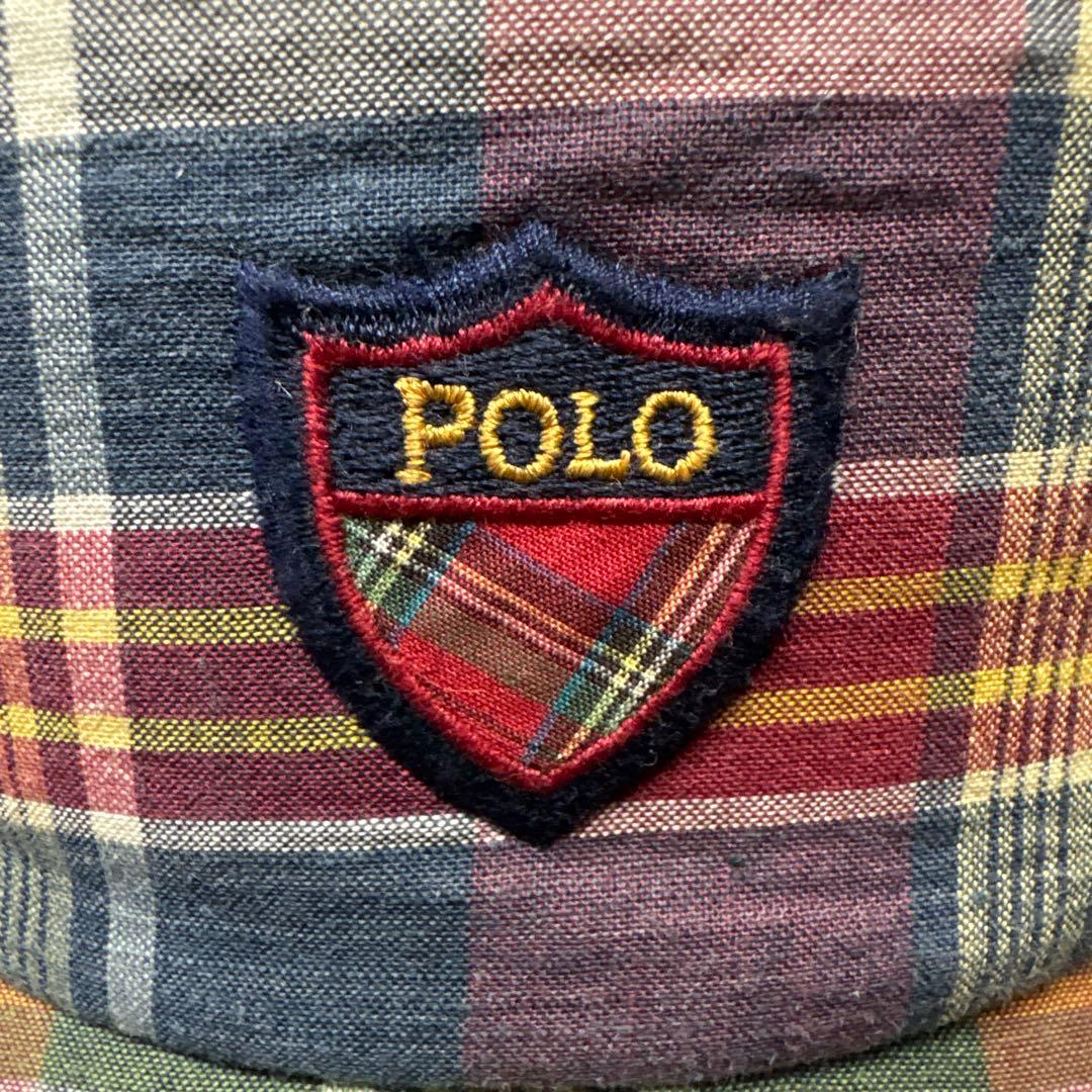 POLO GOLF ラルフローレン チェック柄 サンバイザー 刺繍ロゴ