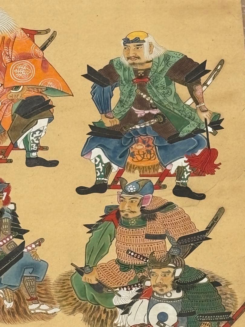 「毛利元就二十一将図」彩色木版画 江戸時代中期頃 1幅|戦国武将 掛軸 武将図