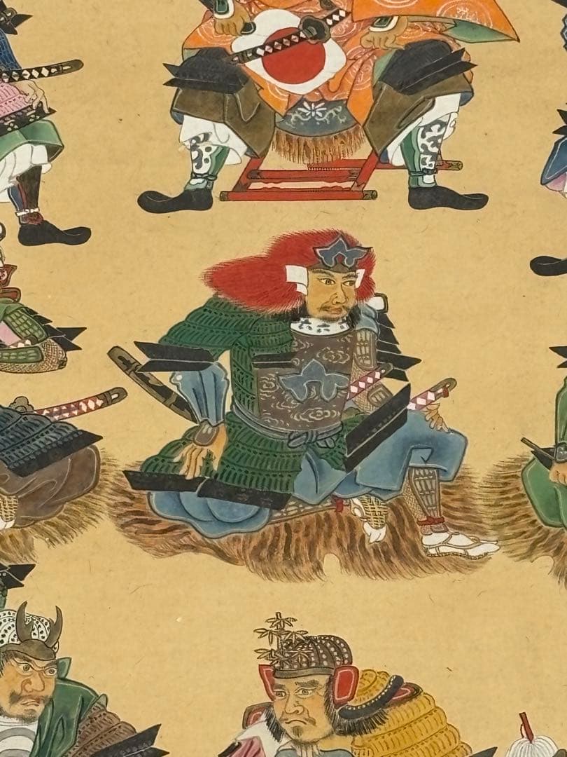 「毛利元就二十一将図」彩色木版画 江戸時代中期頃 1幅|戦国武将 掛軸 武将図