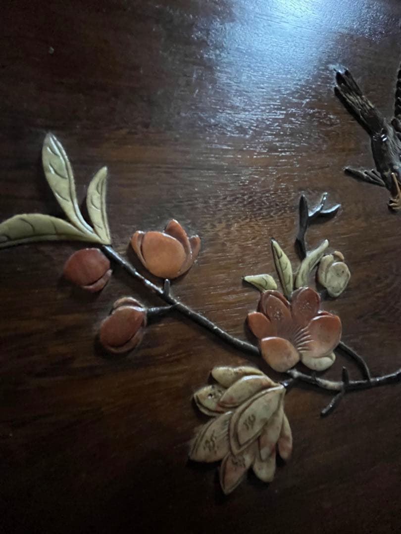【お値下げ】中国　貴石貼　花鳥扁額