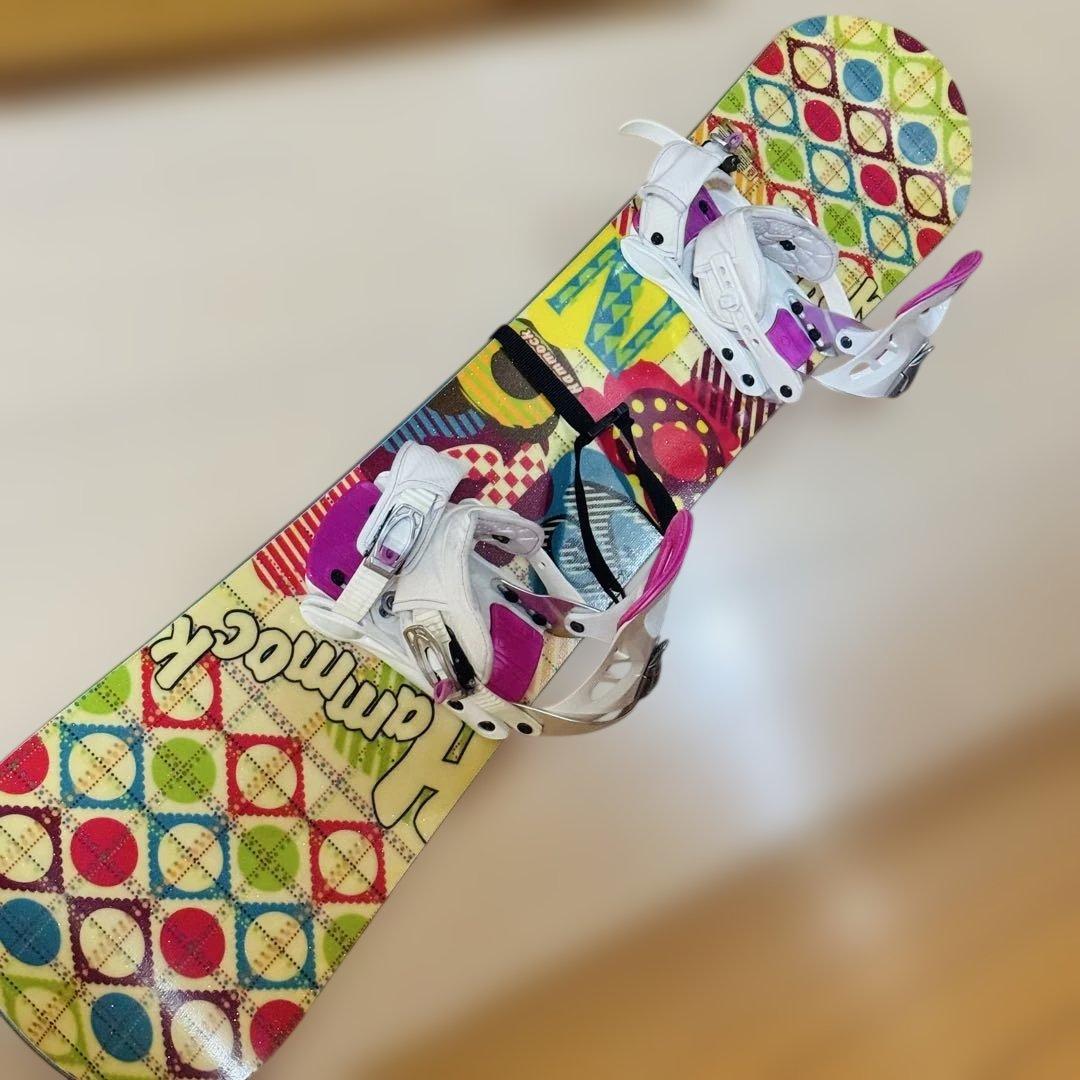 144cm ハミック スノーボード ピンク/マルチカラービンディング女性初心者