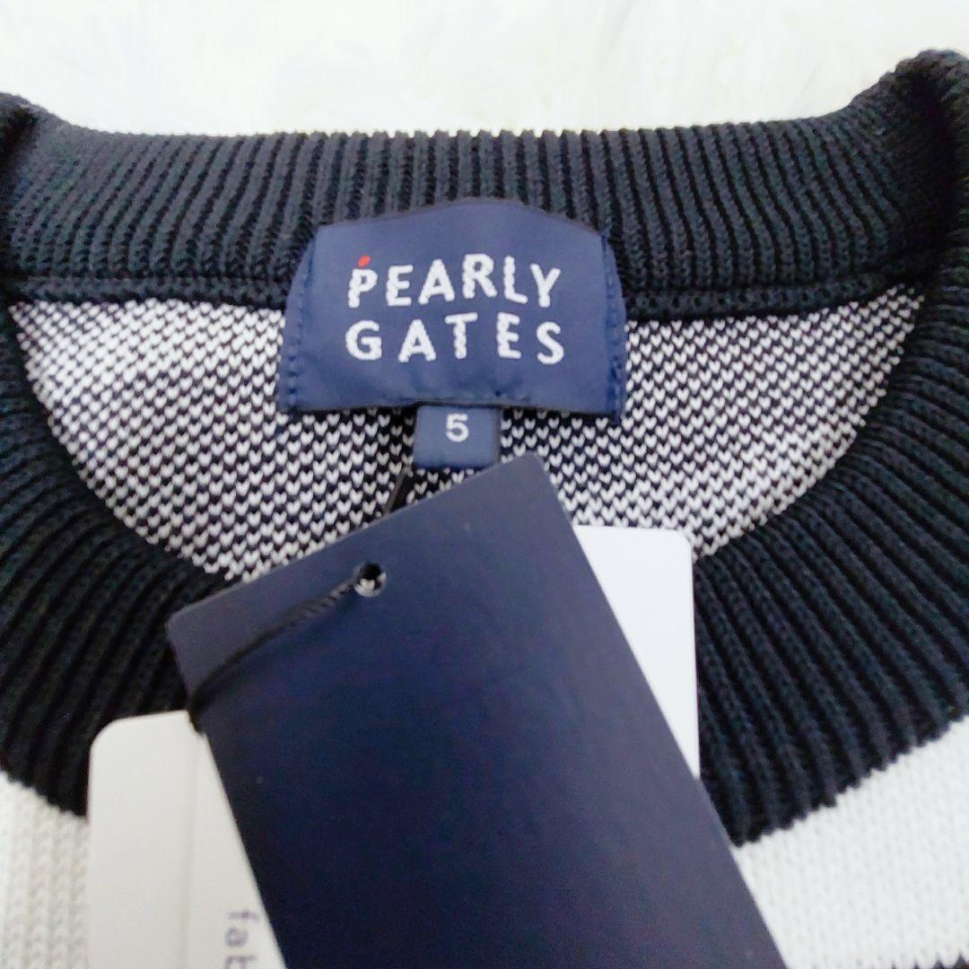 【新品】PEARLY GATES ゴルフセーター ボーダー　白×紺　ウール混