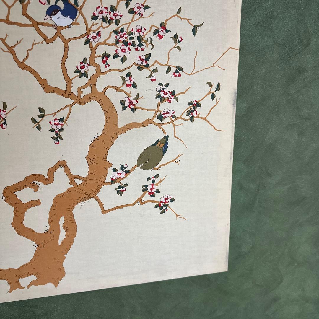 鳥をモチーフにしたヴィンテージファブリックパネル