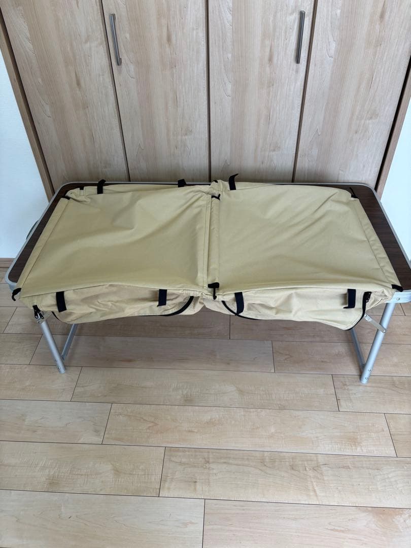 ＤＯＤ 折り畳テーブル　天板下に収納(ストレージ)付　天板60cm✕120cm