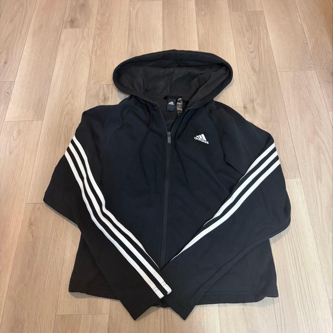 【美品】adidas ジャージ上下セット ブラック/ホワイト M
