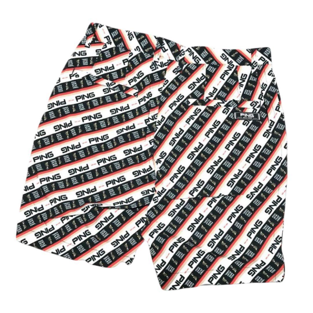 【PING】総柄 ゴルフ用ハーフパンツ LLサイズ（新品）