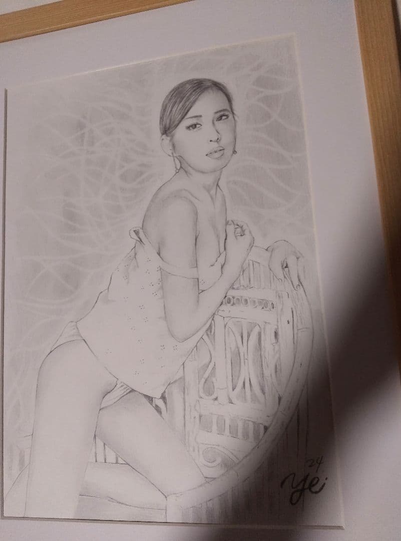 裸婦、美人画、絵画、チェアーk山本英二、新品額縁、真作、肉筆、高塚省吾、森本草介