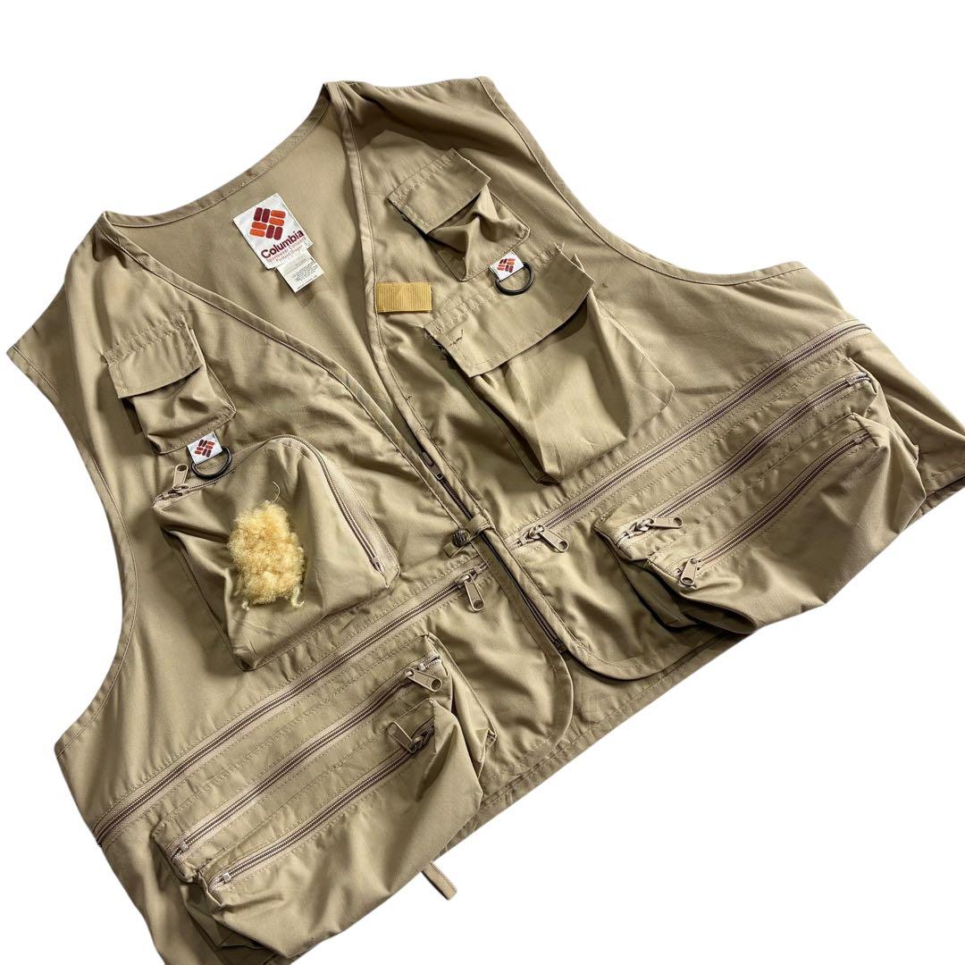 70s 80s Columbia フィッシングベスト XXXL ベージュ 旧タグ