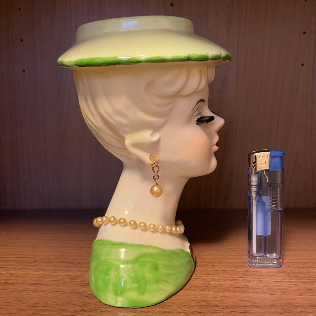 レディ　ヘッドベース　フラワーベース　ビンテージ　ロカビリー　陶器　ランプ