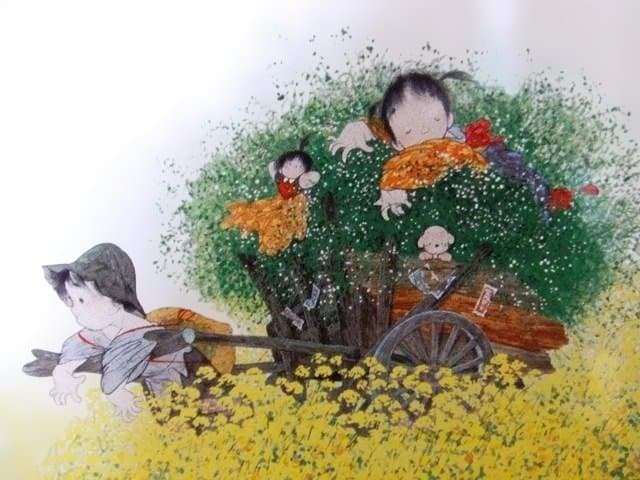 中島潔　アートホーロー絵画「春の夢」　木製枠　タカラスタンダード株式会社記念品