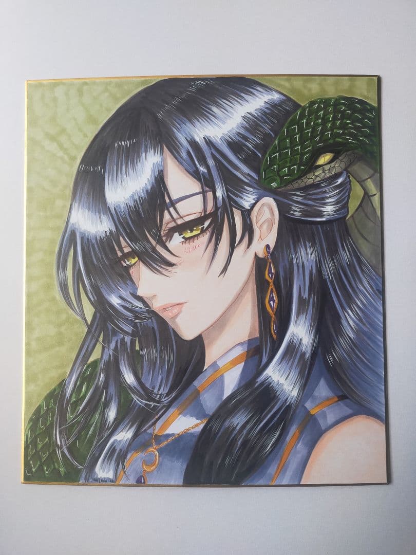【真筆一点物】十二美神シリーズ：翠蓮 (オリジナル/大色紙/肉筆画/コピック)