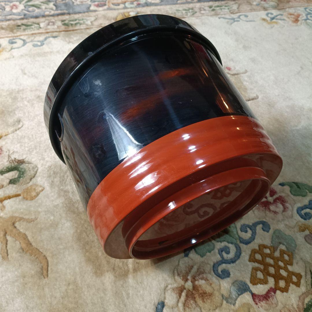 漆器 蓋付き容器 黒×朱｜飯櫃風・重箱風｜和モダン 古民家インテリア