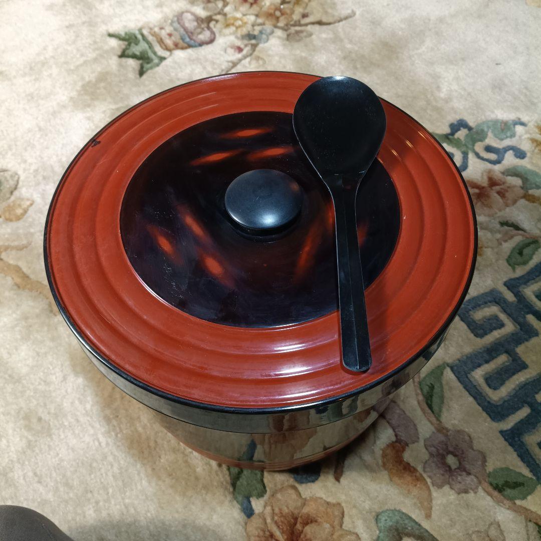 漆器 蓋付き容器 黒×朱｜飯櫃風・重箱風｜和モダン 古民家インテリア
