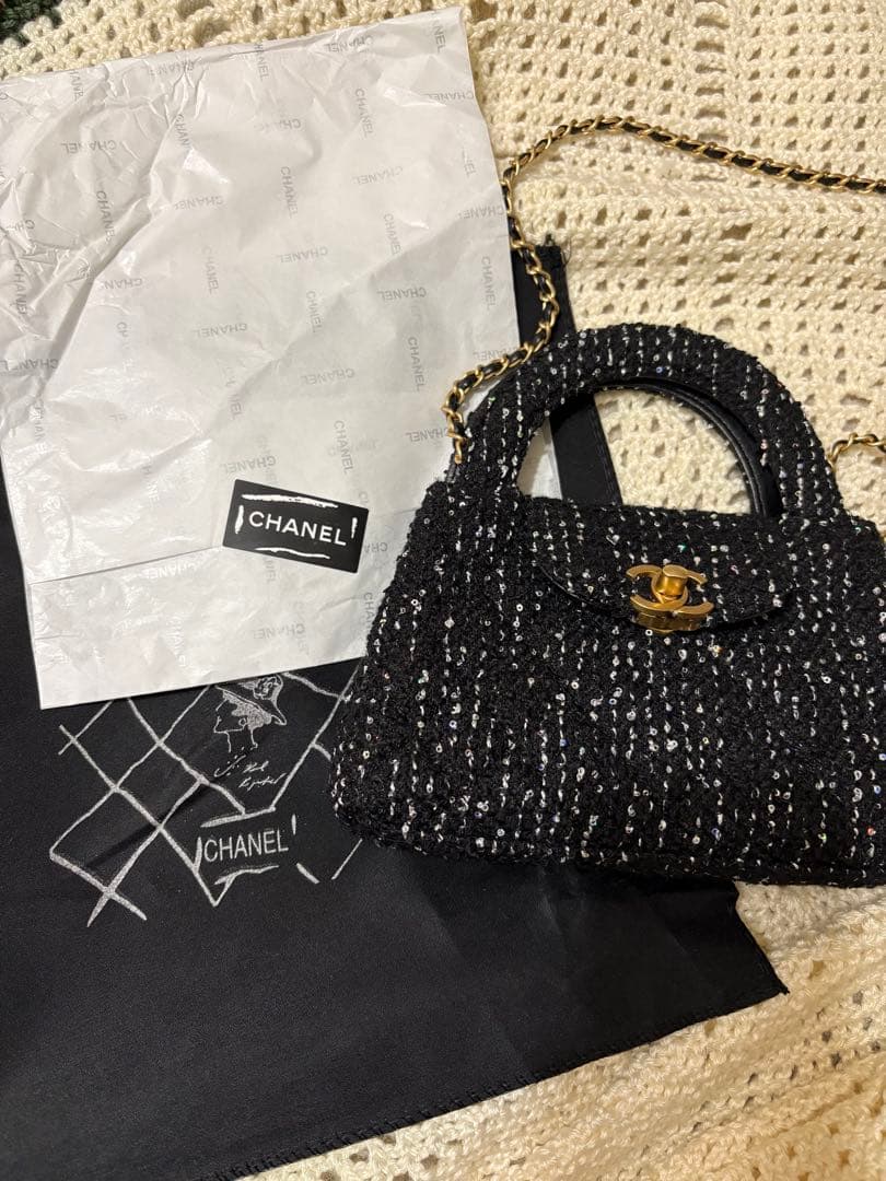 シャネル　CHANEL ノベルティ　黒 ツイード ショルダーバッグ　マトラッセ