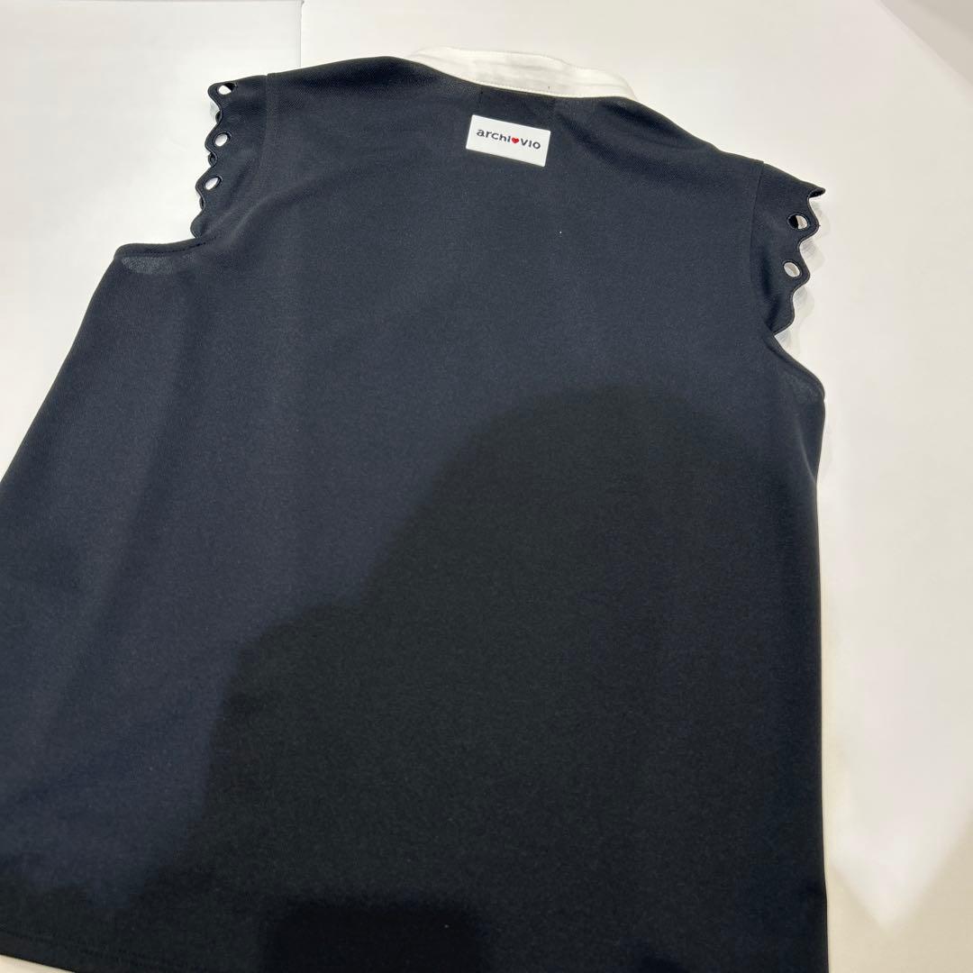 新品❤️archivio ネイビーポロシャツ フリル袖