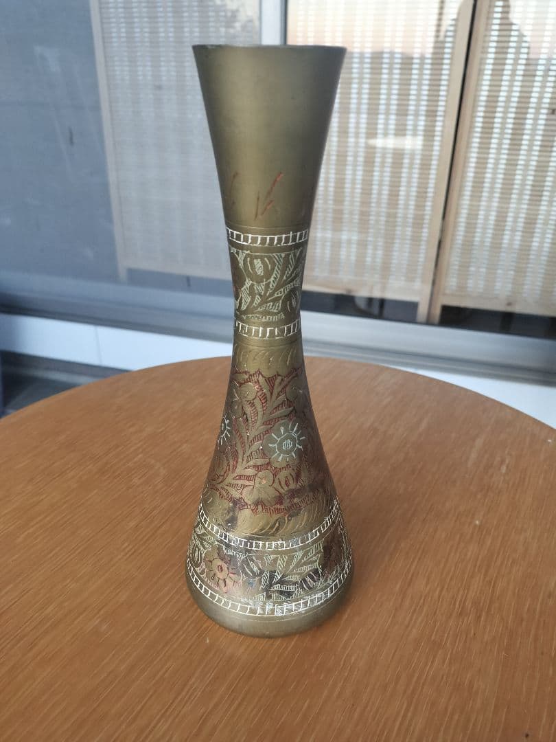花瓶　フラワーベース　フラスコ型　真鍮　黄銅製品　ヴィンテージ