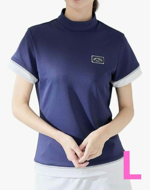再値下げ新品　ジュンアンドロペ　モックネックL　紺ネイビー定価23100円