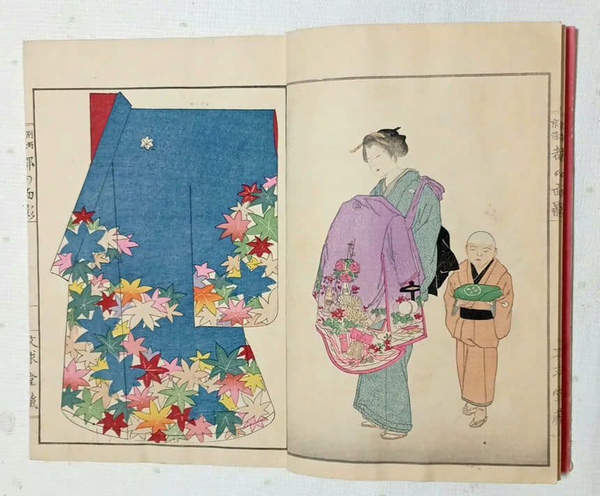 稀本都乃面影（着物図柄46図人物4図柄計50図柄)神坂吉隆（雪佳)明治23年出版