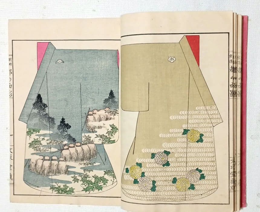 稀本都乃面影（着物図柄46図人物4図柄計50図柄)神坂吉隆（雪佳)明治23年出版