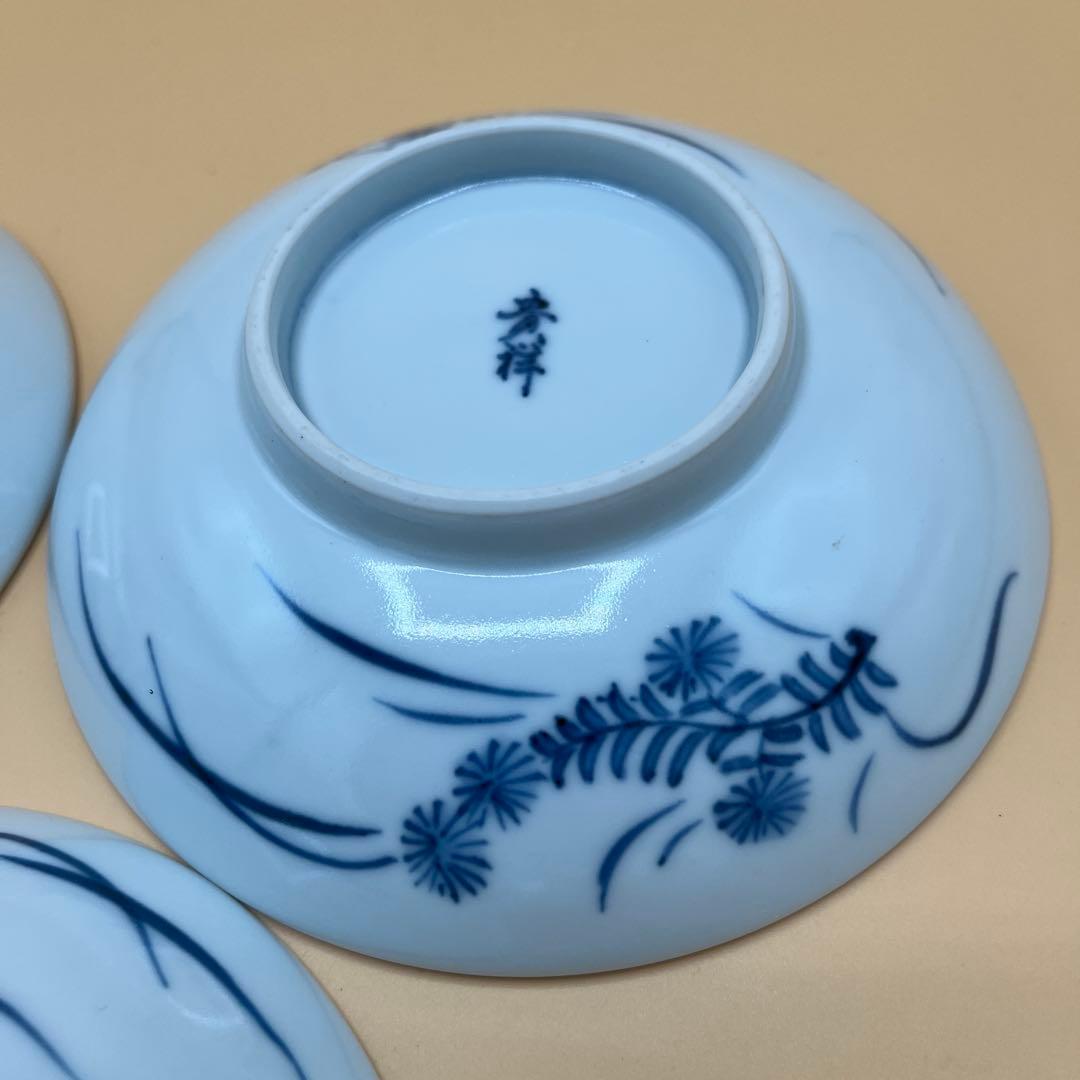 ♠有田焼♠貴祥窯♠色絵栗に鶉五寸皿♠3皿セット♠古伊万里♠14.5㎝♠