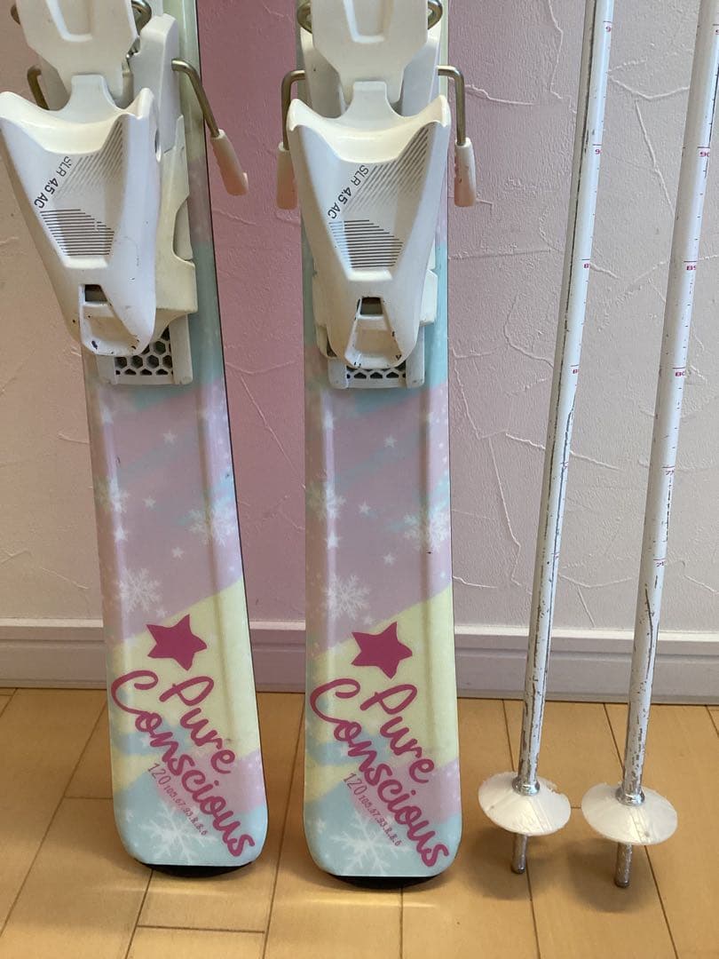 スキー板　ストックセット　子ども　120cm